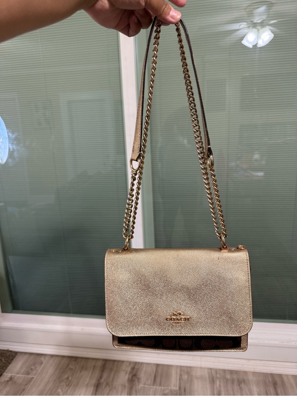 Coach Gold Metallic Chain Shoulder Bag